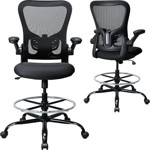 TopBSHODC Drafting Chair Ergonomic Tall Office Chair with Foot Ring & Adjustable Lumbar