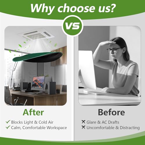 Green 55-Inch Adjustable Office Desk Shade for Overhead Light Glare (CKAGF) - Fits 55IN