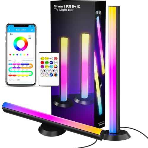 TJOY Smart LED Light Bars, 14 Inches TV Backlight with Music Sync and Scene, RGB Light Bar for Room, 60 Lumens, Gaming Desk Lighting, Ambient Lighting for PC, Game, Pictures, Room Decoration(Black)