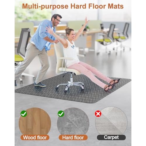 Blvornl Large Office Chair Mat for Hardwood Floor, Rolling Chair Mat for Hard Wood, Large Anti-Slip Hard Floor Protector, Heavy Duty Computer Desk Rug for Office and Home 50"*63" Dark Grey