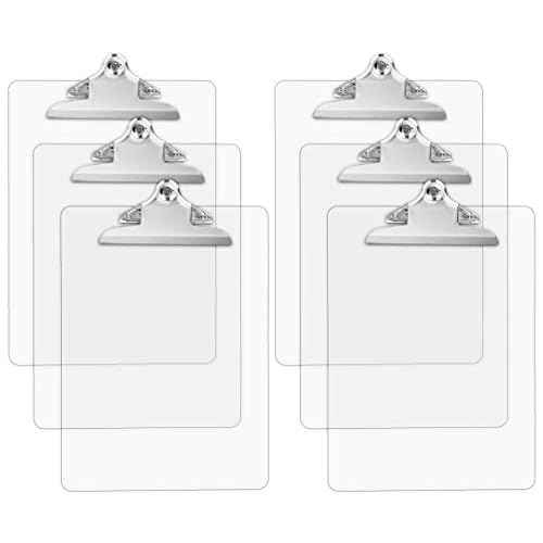 Plastic Transparent Clipboards (Set of 6) Multi Pack Clipboard | Strong 12.5 x 9 Inch | Holds 100 Sheets! Acrylic Clipboards with Big Clips | School Supplies for Kids, Teachers, College Students