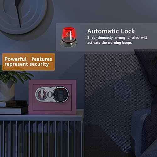 Goldenkey Small Safe Box for Money, Digital Home Safe Box with Keys&Code for Cash and Coin, Mini Safes for Kids, Personal Items for Hotel, 6.69"D x 9.05"W x 6.69"H, 0.236 Cu.Ft.