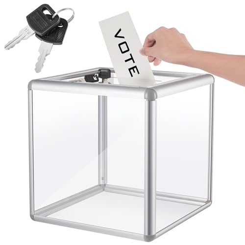 10x10x10 Inch Acrylic Donation Box with Lock - Clear, Secure & Durable