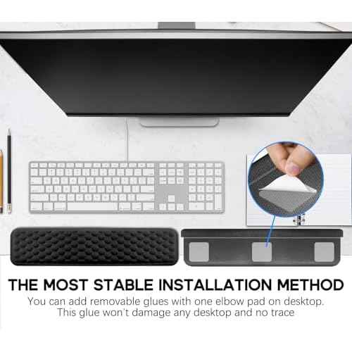 JIKIOU L-Shaped Desk Elbow Pad for Desk, Memory Foam Elbow Support Padding with Non-Slip, 2 Pack Ergonomic Desk Edge Cushion, Wrist Comfort Support for Office Home Black