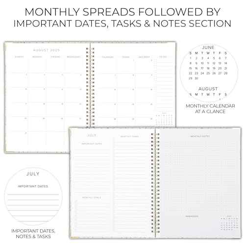 Beautiful 2025-2026 Monthly Planner and Calendar Book - To Do List Notebook That Easily Organizes Your Tasks to Boost Productivity - Runs From June 2025 Until December 2026