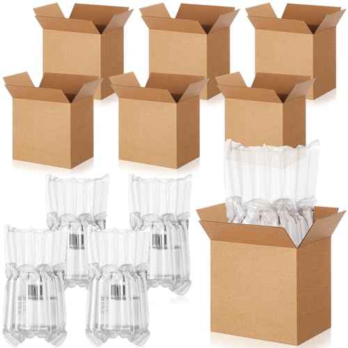 25 Sets 6x4x6 Inches Mug Boxes for Gift, Small Shipping Cardboard Box with Bubble Pouch for 15oz Sublimation Coffee Mug Packaging Gift Box for Wrapping Shipping Storing Fragile Item (Khaki)