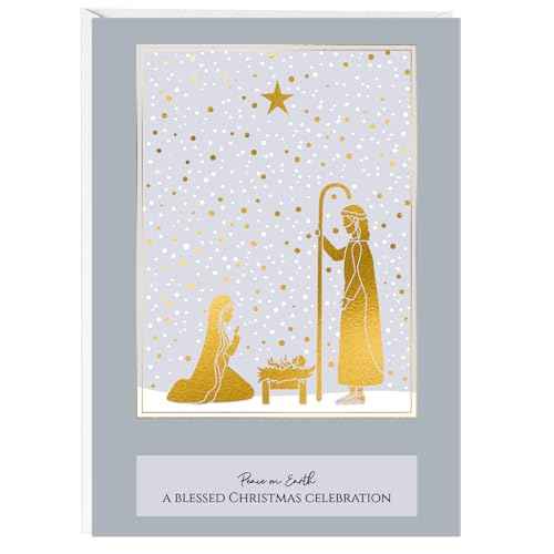 easykart labels Religious Christmas Boxed Cards, Nativity Scene (48 Christmas Cards and 48 Envelopes & Sealing Stickers)