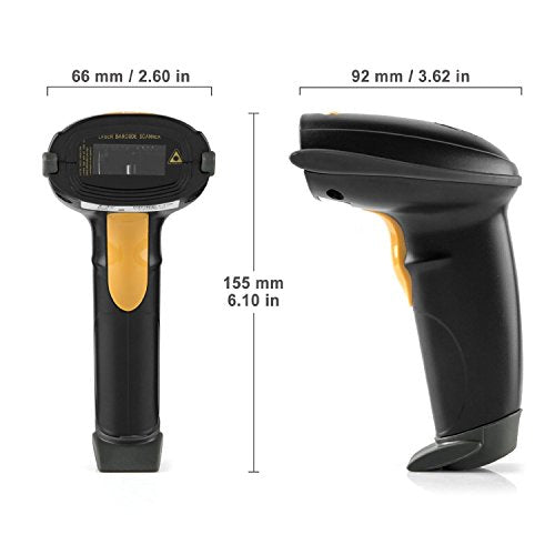 WoneNice USB Laser Handheld Barcode Scanner - Wired, High-Speed, Black