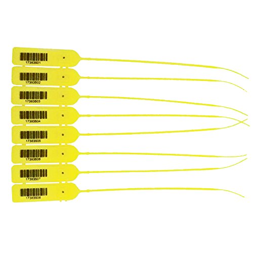CAROUSELCHECKS Yellow Pull-Tight Barcode Security Seals 8" (1,000 Seals) – Tamper-Evident
