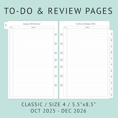 newestor 2025-2026 Monthly Planner Refills 5.5" x 8.5" for Mini Binder, 15 Months from Oct 2025 to Dec 2026, Desk Size