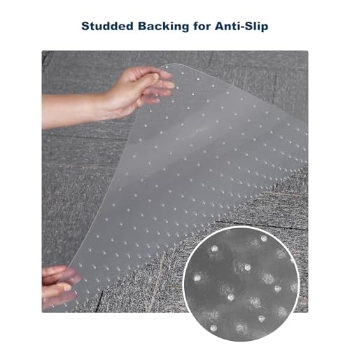 46"x 60" Clear Office Chair Mat for Carpet, Anti-Scratch Durable Plastic Desk Chair Mat for Rolling Chairs, Waterproof Non-Slip Carpet Protector Mat for Work, Game, Home Office