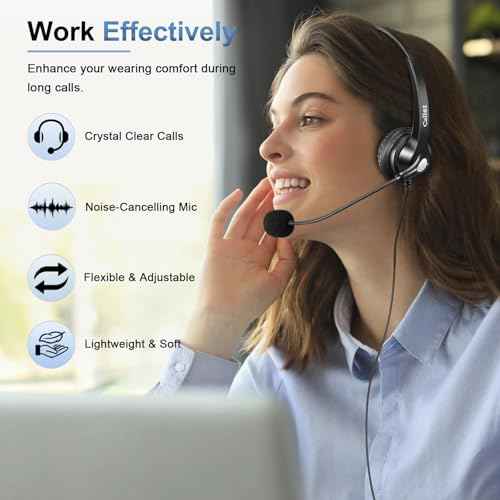 Callez Phone Headset for Cisco with Noise Cancelling Mic & Mute Switch, Dual RJ9 Corded Telephone Headsets Compatible with Cisco IP Phones 6941 6851 6945 7821 7841 7861 7942 7945 7962 7965 8811 8861