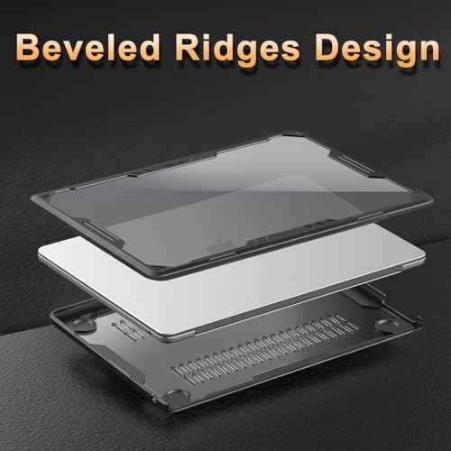 MOSISO Compatible with MacBook Air 13 inch Case 2025-2022 M4 A3240 M3 A3113 M2 A2681, Symmetric Geometric Heavy Duty Hard Case with TPU Bumper&Keyboard Skin&Type C for MacBook Air 13.6, Black