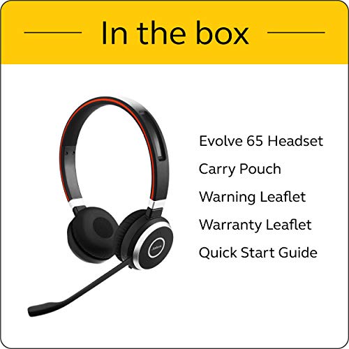 Jabra Evolve 65 MS Wireless Headset, Stereo ? Includes Link 370 USB Adapter ? Bluetooth Headset with Industry-Leading Wireless Performance, Advanced Noise-Cancelling Microphone, All Day Battery