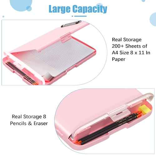 Hongri Clipboard with Storage with Pen Holder, Folder Nursing Clip Board 8.5 x 11 Foilo-Side Opening, High Capacity, Light Weight for Teachers, Classroom. Size 14 x 9.6 x 1.2 in(Pink)