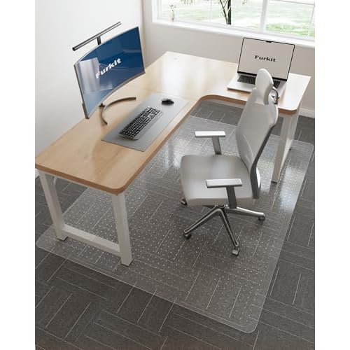 46"x 60" Clear Office Chair Mat for Carpet, Anti-Scratch Durable Plastic Desk Chair Mat for Rolling Chairs, Waterproof Non-Slip Carpet Protector Mat for Work, Game, Home Office