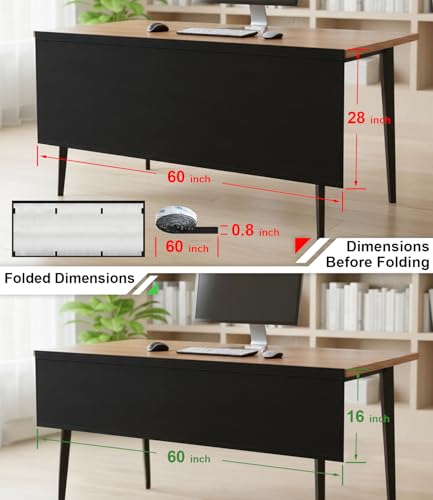 Under Desk Privacy Panel with Table Cable Management, 60in Black