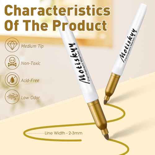 120 Pcs Metallic Permanent Markers Bulk: Gold Metallic Markers Fine Point Fine Tip Paint Markers for Gift Card Making, Artist Illustration, Industrial Marking