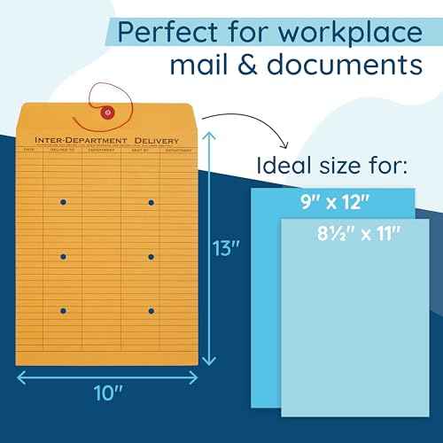Blue Summit Supplies Interdepartment Envelopes with String Tie 10 x 13 Inches, Brown Kraft Interoffice Envelopes with string 10x13 ? Reuseable,100 Count