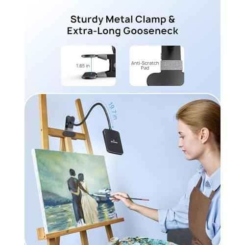 TROND LED Desk Lamp with Clamp, 1000LM Super Bright 3-Level Dimmable Desk Light 6000K Daylight, Extra-Long Flexible Gooseneck Clip on Light, Eye-Care Clamp Lamp for Painting, Workbench,Reading, Sewing