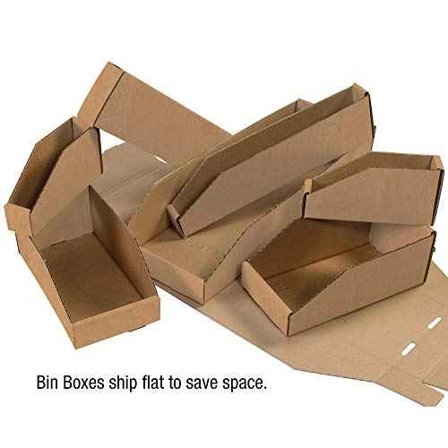 Ship Now Supply SNBINMT412K Open Top Bin Boxes, 4" x 12" x 4 1/2", 4" Width, 4.5" Height, 12" Length, Kraft (Pack of 50)