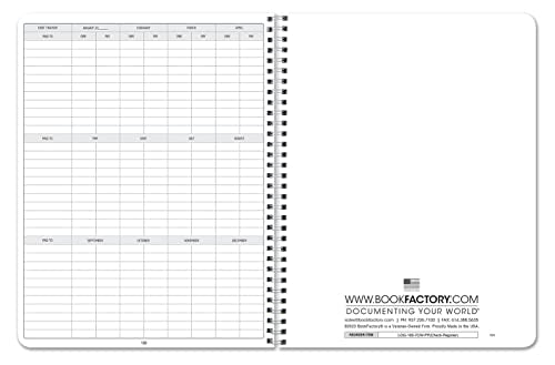 BookFactory Check Register Book 8.5 x 11 Wire-O, 100 Pages – USA Made