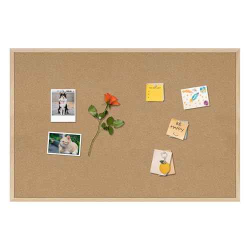 Cork Board Bulletin Board,36x24 Cork Board for Office with Pin Oak Wood Boards,Message Board or Vision Board Decoration.