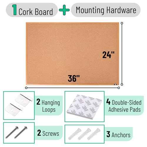 Mr. Pen- Cork Board, 24¡±x36¡±, Bulletin Board, Cork Bulletin Board, Framed Cork Board, Corkboards for Wall