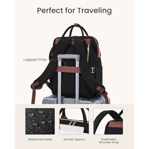 LOVEVOOK Laptop Backpack for Women with Giant Tumbler Holder Pocket, 15.6 inch Travel Work Backpack Purse for Nurse Teacher, Waterproof School Bag College Bookbag Cute Casual Daypack for Girls
