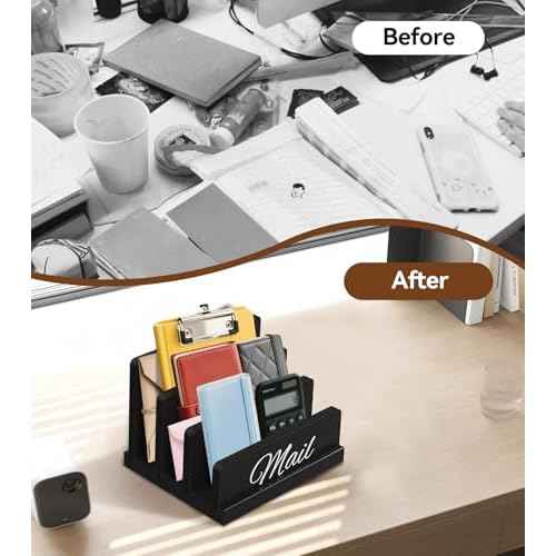 Mail Organizer for Desk,Wooden Mail Holder with Divider, 3-Slot Letter Sorter File Holder,Vertical Bill Organizer for Desktop Document/Notebook/Filing/Folders/Paper
