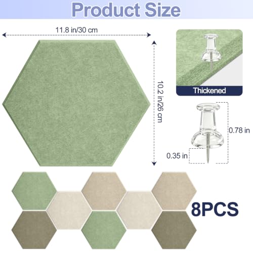 Linen Dusk 8-Pack Hexagon Felt Bulletin Cork Tiles Wall Decor for DIY Projects