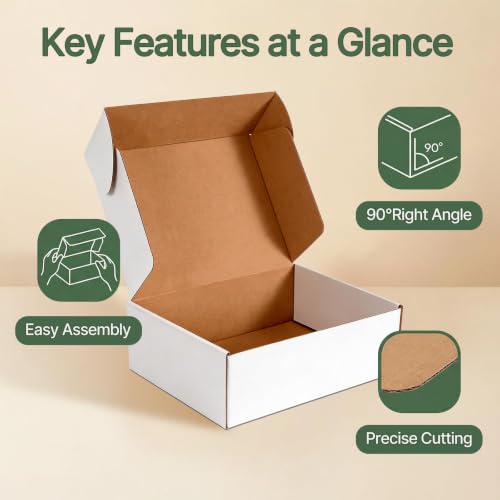 40 Pack White Shipping Boxes 9x6x2 Inch Corrugated Mailer Boxes for Small Business & Gift Packaging