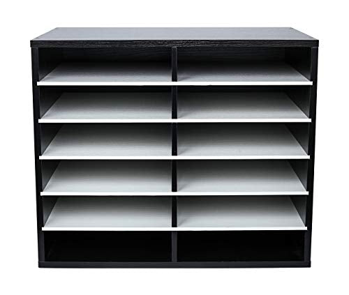 EasyPAG 12 Compartments Wooden Literature Organizer with Adjustable