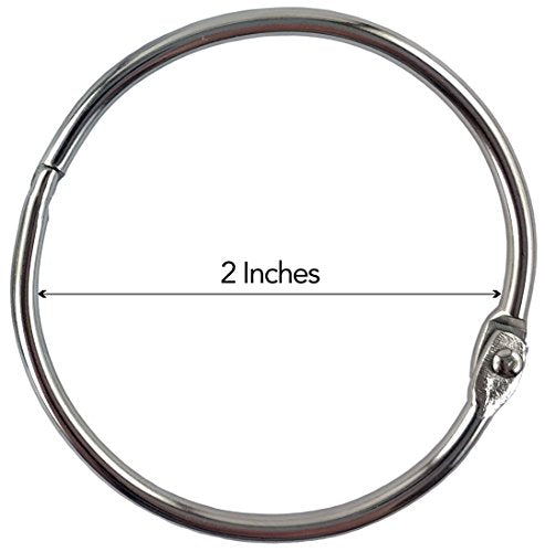 Clipco 2-Inch Nickel Binder Rings 50-Pack – Large Loose-Leaf/Book Rings