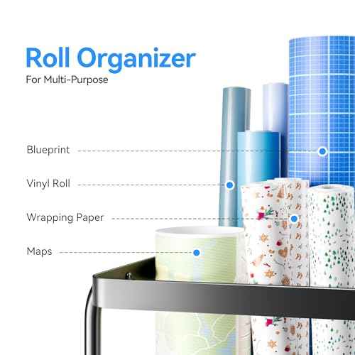 Blueprint Storage Rack - Blueprint Holder with Wheels,12 Slots Wrapping Paper Organizer Storage, Sturdy Cart for Organizing Construction Plans, Artwork,Map,Posters in Home/Office/School