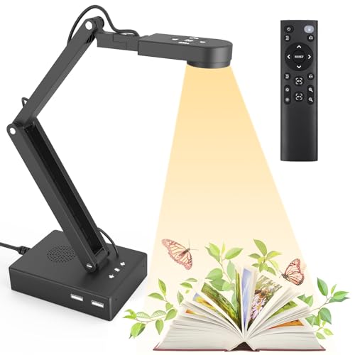 Kitchbai 12MP USB Document Camera with 9X Zoom & Remote Control for Classroom & Live Demos