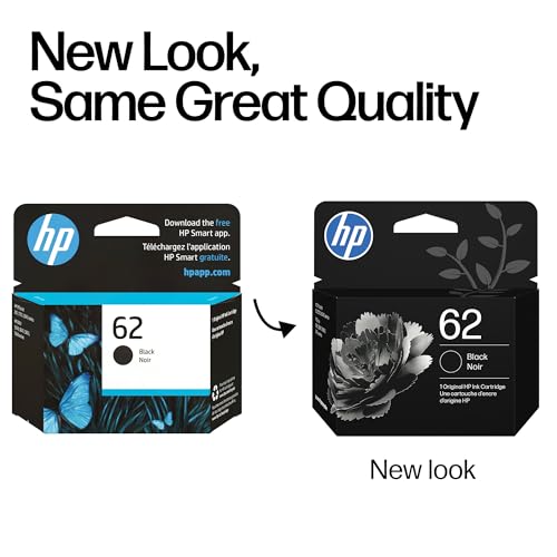 HP 62 Black Ink Cartridge for Envy, OfficeJet, Mobile Printers - C2P04AN