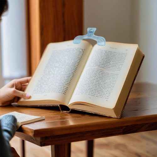 2Pcs Strong Book Clip Transparent Blue Book Page Holder Clips, Page Holders Book Reading Opener Accessories, Multifunctional Practical Book Clips Transparent Portable Reading Book Page Holders