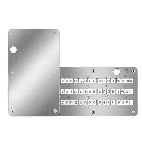 Crypto Seed Phrase Storage, Stainless Steel Bitcoin Seed Plates Seed Phrase Backup Cold Storage, Supports up to 24 Words