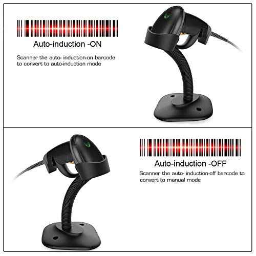 Esup Barcode Scanner with Stand USB Barcode Scanner Wired Handheld Laser Barcode Reader with Adjustable Stand (with Stand)
