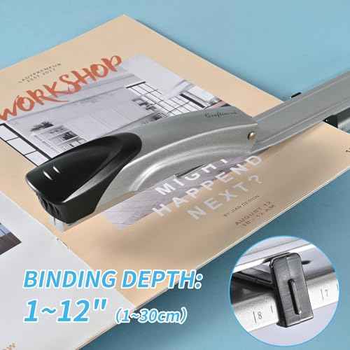Long Reach Stapler,with 2000 Staples & Stapler Remover Full Strip£¬20-25 Sheet Capacity,with Built-in Ruler and Adjustable Locking Paper Guide, Silvery