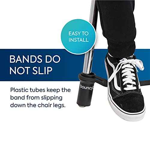 Bouncyband Original Bouncy Bands for Chairs, Black, 1 Count ?Chair Bands for 13¡± to 17¡± Wide Chair Legs with 1.5¡± Diameter Support Pipes ? Silent Sensory Tool Increases Focus & Relieves Stress