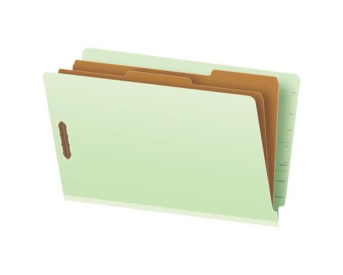 Pendaflex Pressboard End-Tab Classification Folders, Letter Size, 2 Dividers, 2.5" Expansion, Light Green, Straight Cut Tabs, 10/BX (23224)