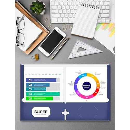 SUNEE Folders with Pockets 3 Hole Punched(50 Pack, Dark Blue), 2 Pocket Folders Fit Letter Size Paper, Paper File Folder for School Office Home Bussiness