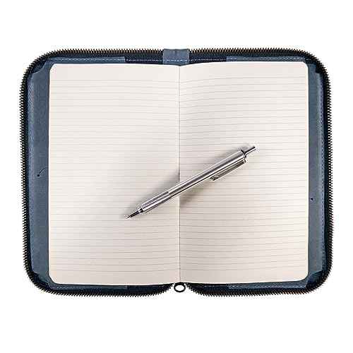 Hide & Drink, Zippered Journal Cover for Moleskine Notebook, L Size (5 x 8.25 in. Notebook NOT Included) Full Grain Leather, Handmade, Slate Blue
