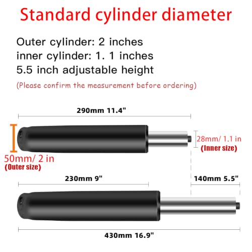 Omyoffice 5.5 Inch Gas Lift Cylinder Replacement for Office Chairs – Black