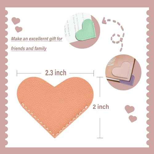 Leather Heart Bookmarks - Winjeto 6 Pieces Cute Corner Page Book Marks for Teachers Students Book Reading Lovers, for School Office Home Supplies (Love£¨6pcs£©)