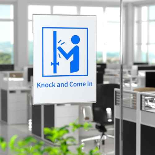 HIIMIEI 10 Pack Clear Acrylic Wall Mount 8.5x11 Sign Holder, Portrait Door Plexiglass Display Sign Holder Adhesive with 3M Tape, Plastic Photo Ads Frames Used in Office Hospital Hotel Store