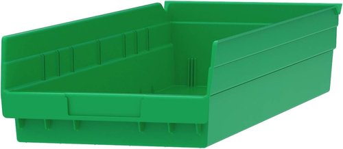 Akro-Mils 30184 Plastic Nesting Shelf Bin Box, (24-Inch x 8-Inch x 4-Inch), Green, (6-Pack)