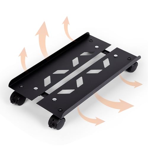 Adjustable Computer Tower Stand with Wheels - Metal PC Holder for Under Desk, 110 lb Capacity